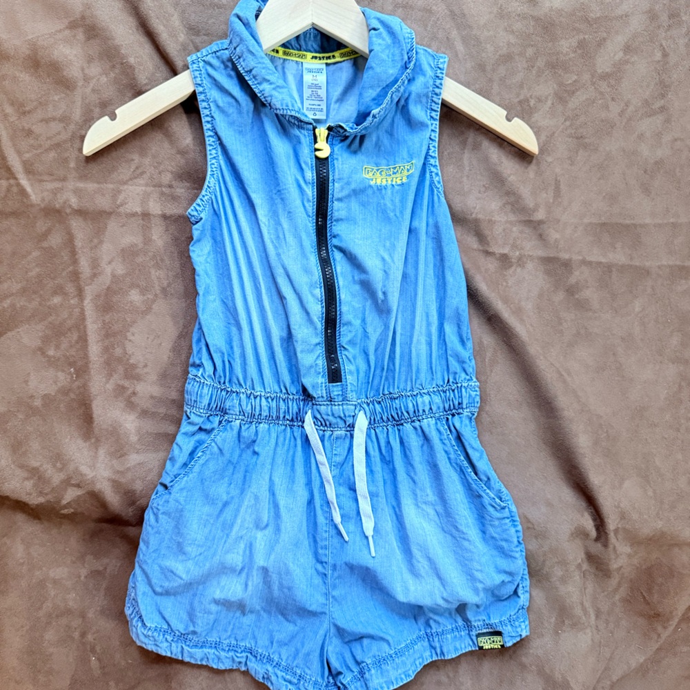 Denim Pac-Man Romper - Picture 2 of 5